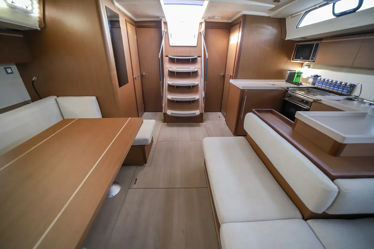 Salon of Sea Dream, a Beneteau Oceanis 51.1 sailboat at Olbia, Italy