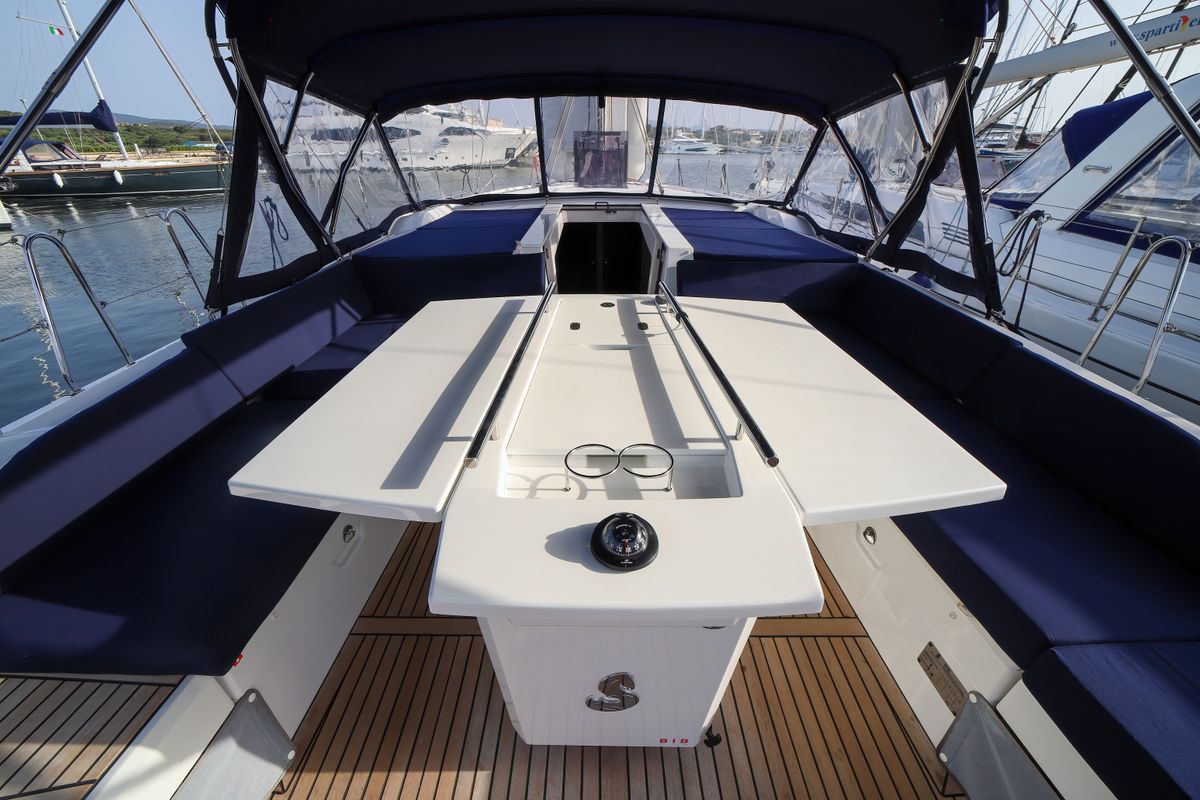 Deck of Sea Dream, a Beneteau Oceanis 51.1 sailboat at Olbia, Italy