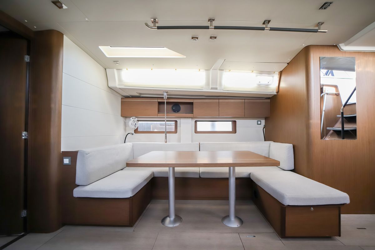 Salon of Sea Dream, a Beneteau Oceanis 51.1 sailboat at Olbia, Italy