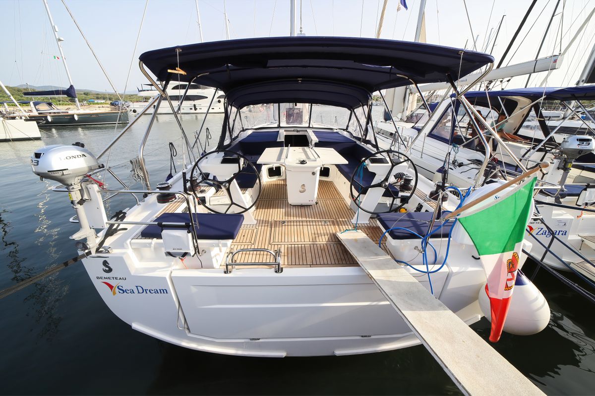 Exterior view of Sea Dream, a Beneteau Oceanis 51.1 sailboat at Olbia, Italy