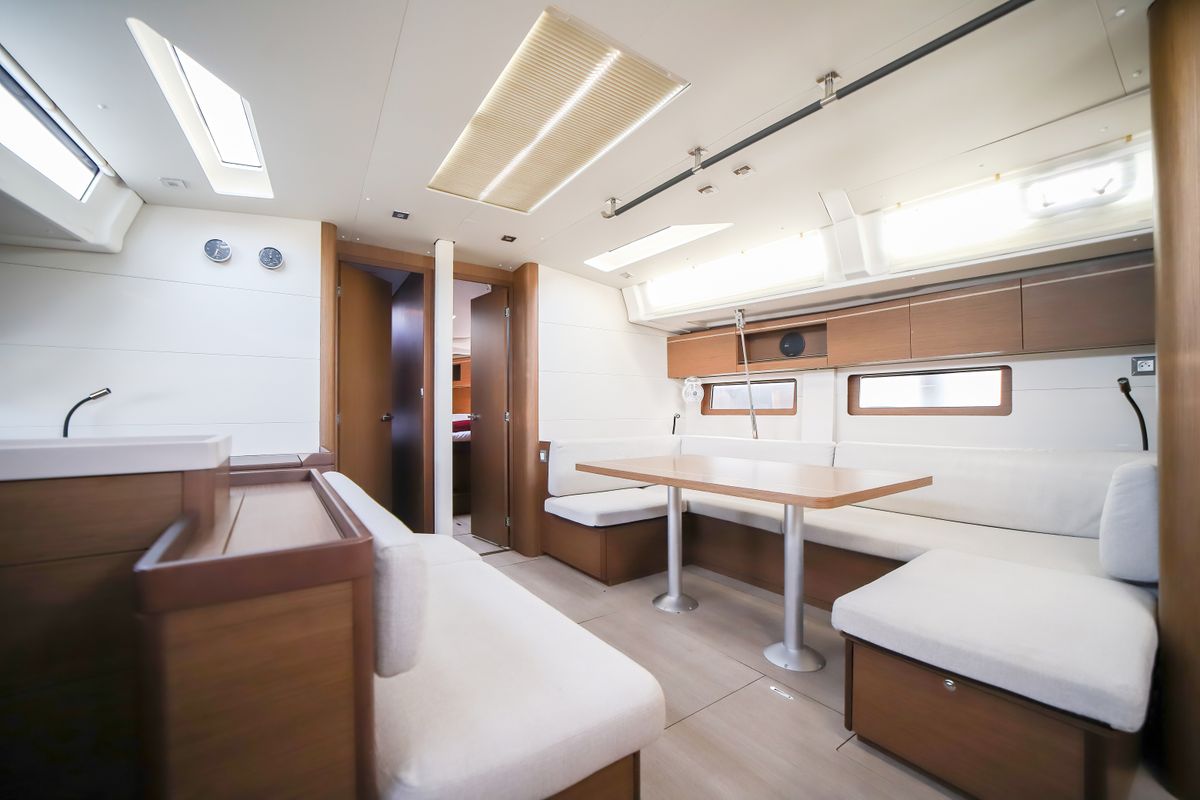 Salon of Sea Dream, a Beneteau Oceanis 51.1 sailboat at Olbia, Italy