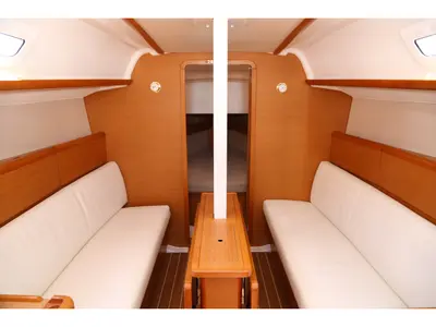 Salon of Galateia, a Jeanneau Sun Odyssey 33i sailboat at Loutraki, Greece