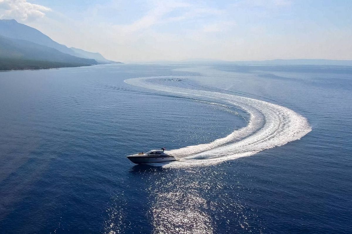 Exterior view of Premium +, a Pearl Sea 56 motorboat at Split, Croatia