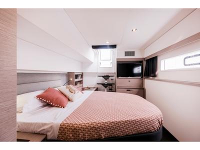 Cabin on Dédé, a Fountaine Pajot Aura 51 catamaran at Hyères, France