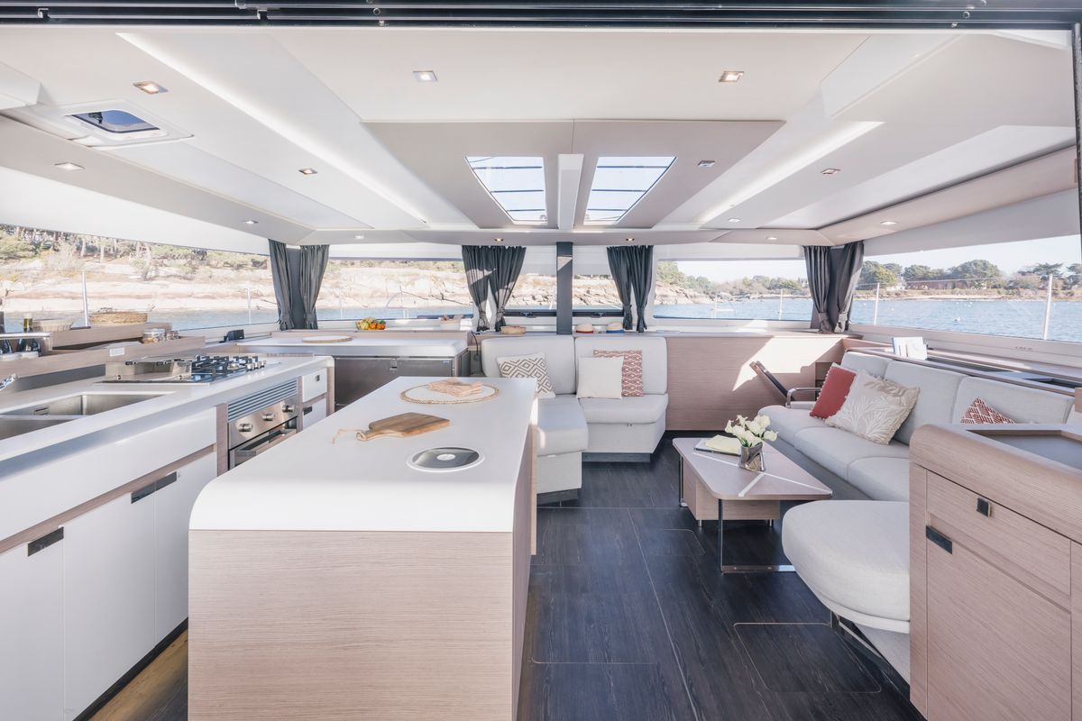 Galley of Dédé, a Fountaine Pajot Aura 51 catamaran at Hyères, France