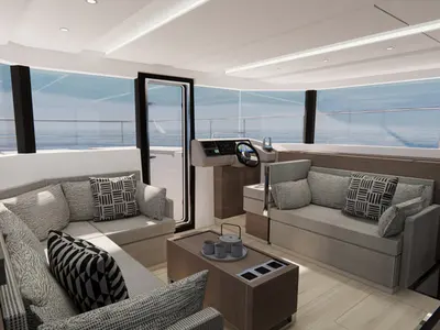 Salon of Moorings 464pc Exclusive, a Leopard 46PC catamaran at Road Town, British Virgin Islands