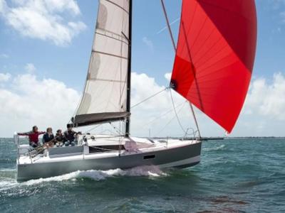 Exterior view of MA AUVA, a Pogo Structures Pogo 30 sailboat at La Trinité-sur-Mer, France