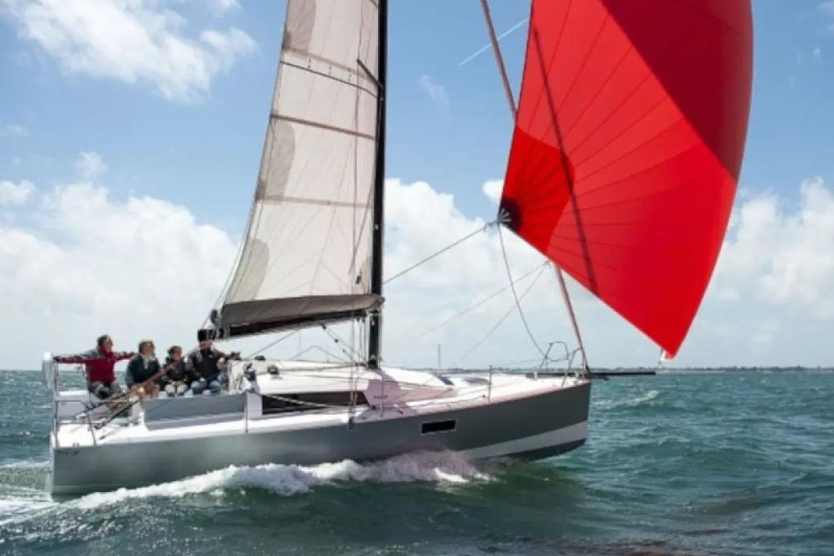 Exterior view of MA AUVA, a Pogo Structures Pogo 30 sailboat at La Trinité-sur-Mer, France