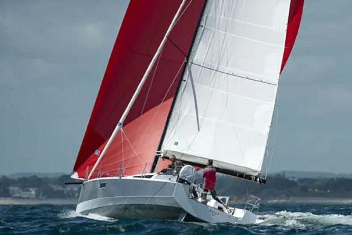 Exterior view of MA AUVA, a Pogo Structures Pogo 30 sailboat at La Trinité-sur-Mer, France