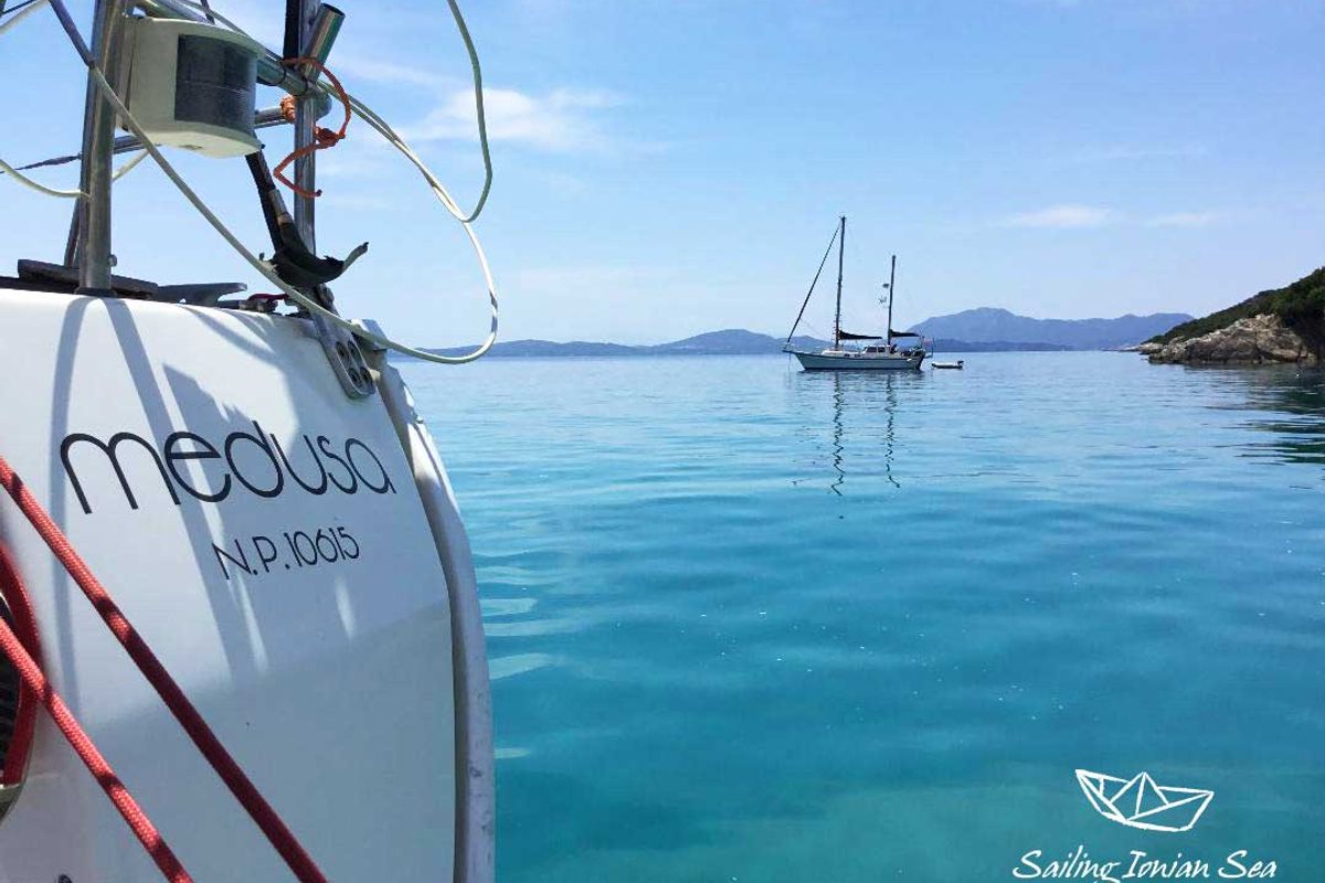 Exterior view of Medusa, a Bavaria 45 Cruiser sailboat at Municipal Unit of Lefkada, Greece