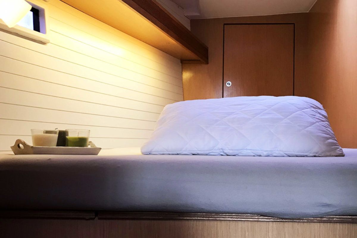Cabin on Medusa, a Bavaria 45 Cruiser sailboat at Municipal Unit of Lefkada, Greece