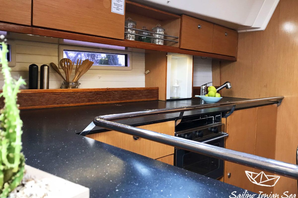Galley of Medusa, a Bavaria 45 Cruiser sailboat at Municipal Unit of Lefkada, Greece