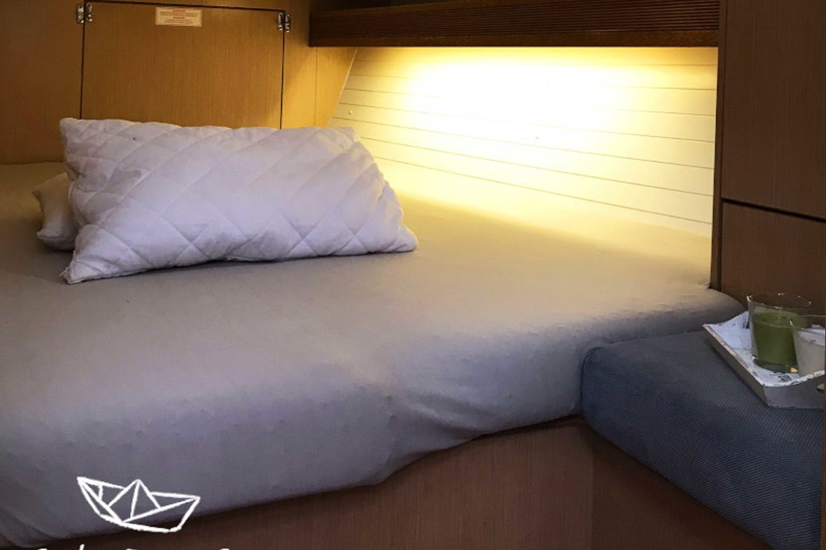 Cabin on Medusa, a Bavaria 45 Cruiser sailboat at Municipal Unit of Lefkada, Greece