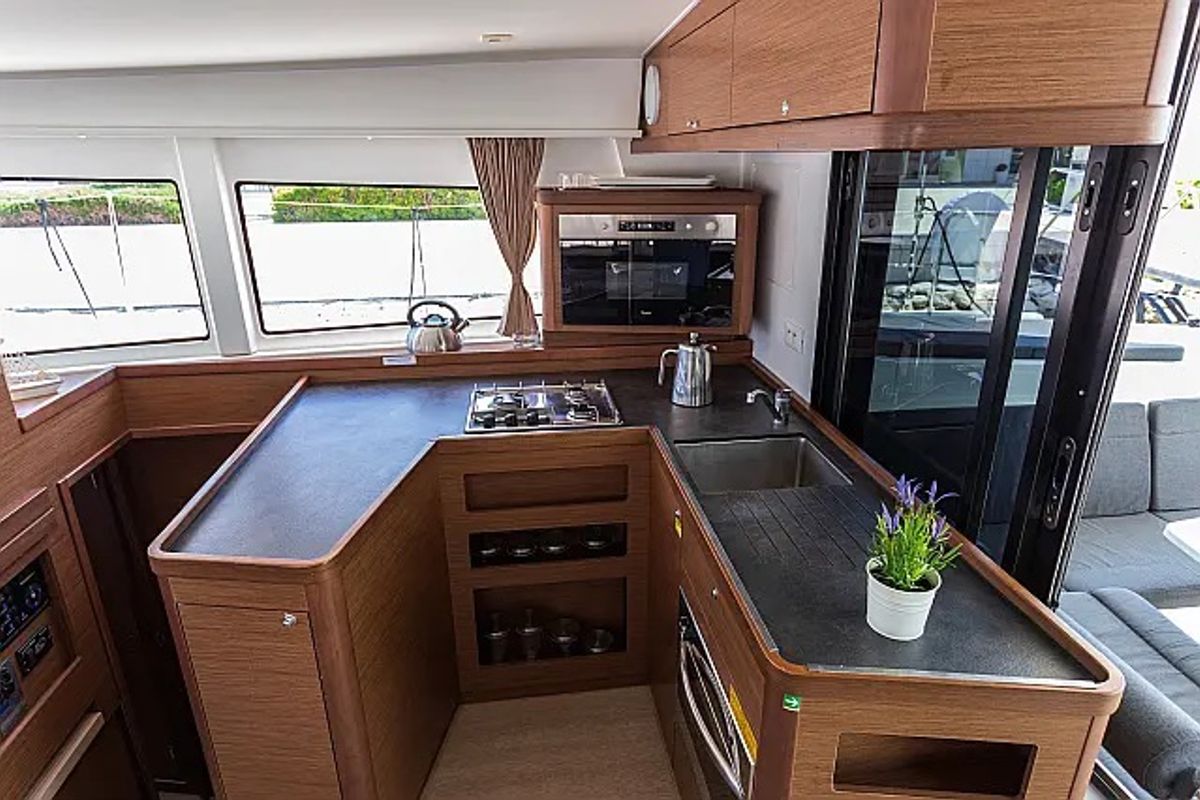 Galley of Stardust, a Lagoon 42 catamaran at Grad Trogir, Croatia