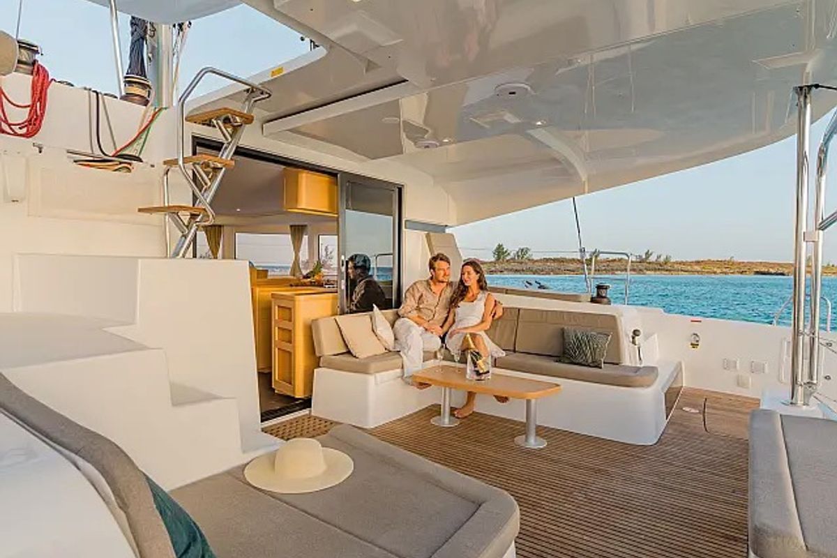 Deck of Stardust, a Lagoon 42 catamaran at Grad Trogir, Croatia