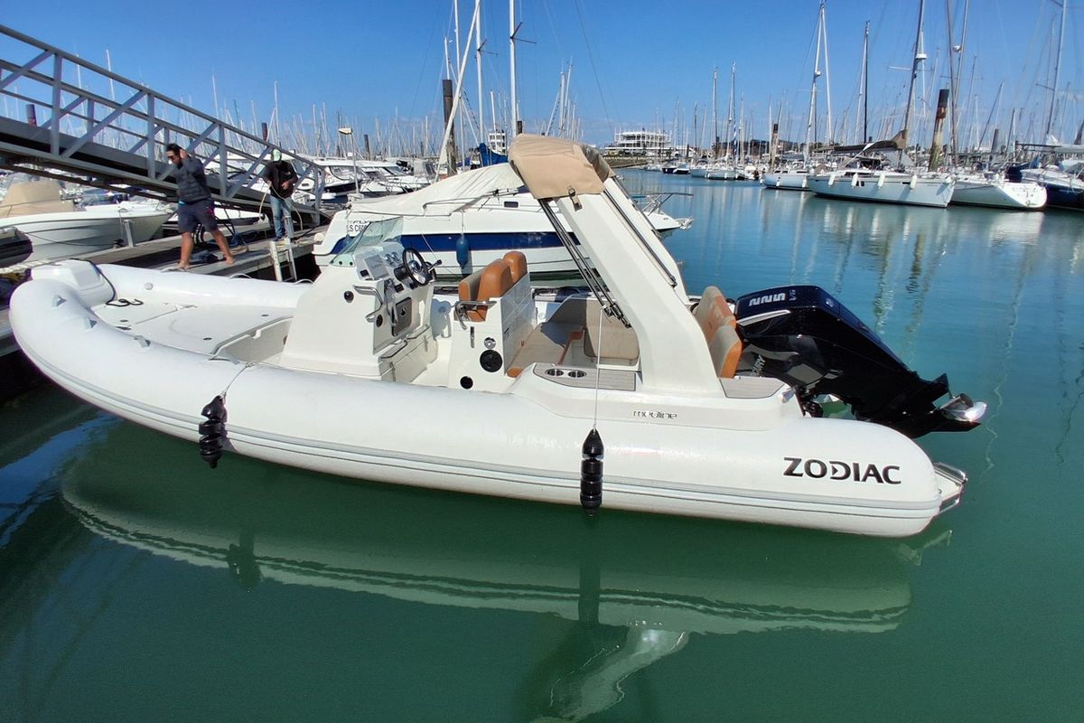 Exterior view of Anouk, a Zodiac Medline 7.5 rib at La Rochelle, France