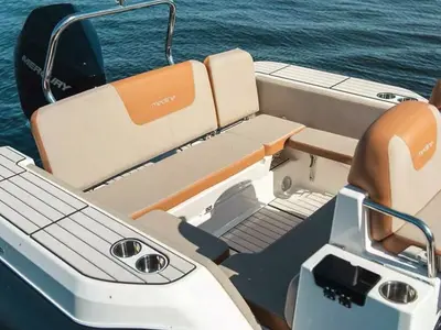Deck of Anouk, a Zodiac Medline 7.5 rib at La Rochelle, France