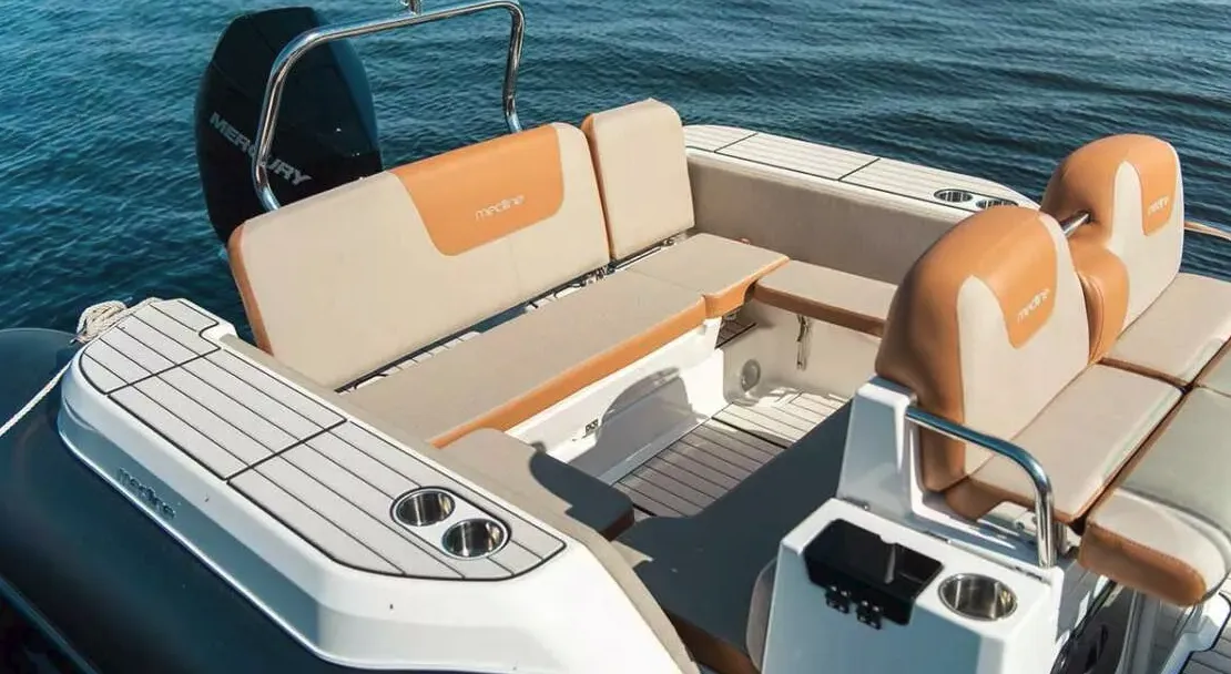 Deck of Anouk, a Zodiac Medline 7.5 rib at La Rochelle, France