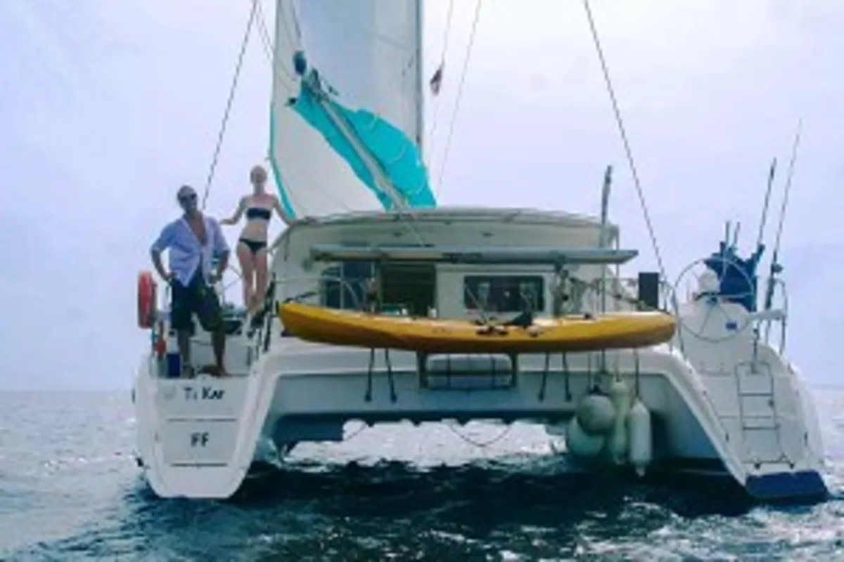 Deck of Ti Kay, a Nautitech Rochefort Nautitech 40 Open catamaran at San Blas, Corazon de Jesus, Panama