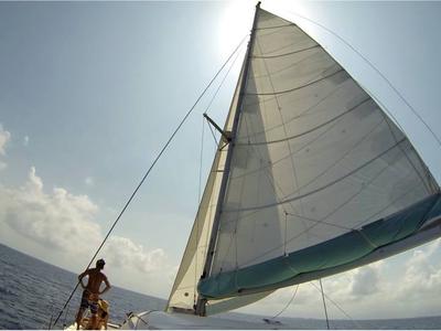 Deck of Ti Kay, a Nautitech Rochefort Nautitech 40 Open catamaran at San Blas, Corazon de Jesus, Panama