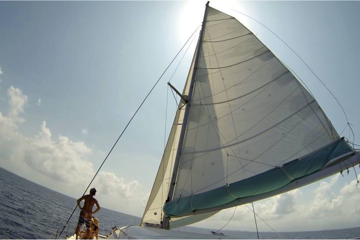 Deck of Ti Kay, a Nautitech Rochefort Nautitech 40 Open catamaran at San Blas, Corazon de Jesus, Panama