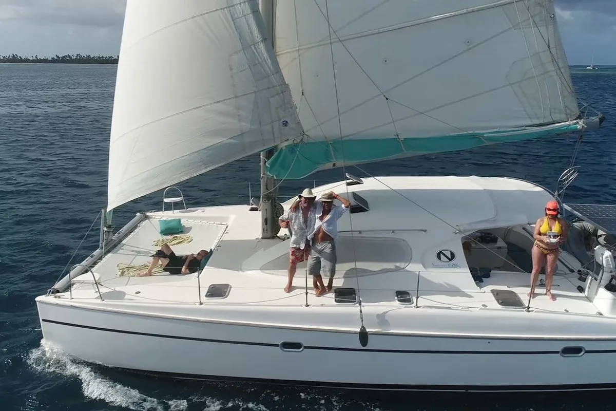 Deck of Ti Kay, a Nautitech Rochefort Nautitech 40 Open catamaran at San Blas, Corazon de Jesus, Panama