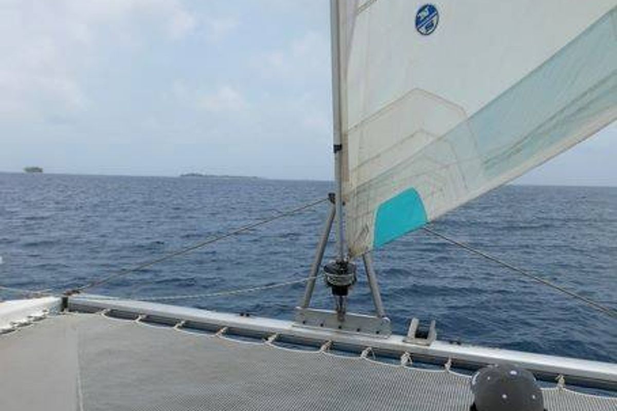 Deck of Ti Kay, a Nautitech Rochefort Nautitech 40 Open catamaran at San Blas, Corazon de Jesus, Panama