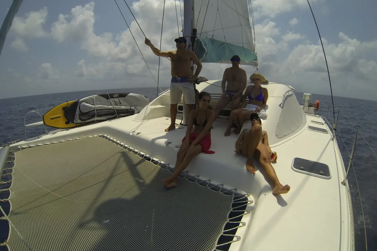 Deck of Ti Kay, a Nautitech Rochefort Nautitech 40 Open catamaran at San Blas, Corazon de Jesus, Panama