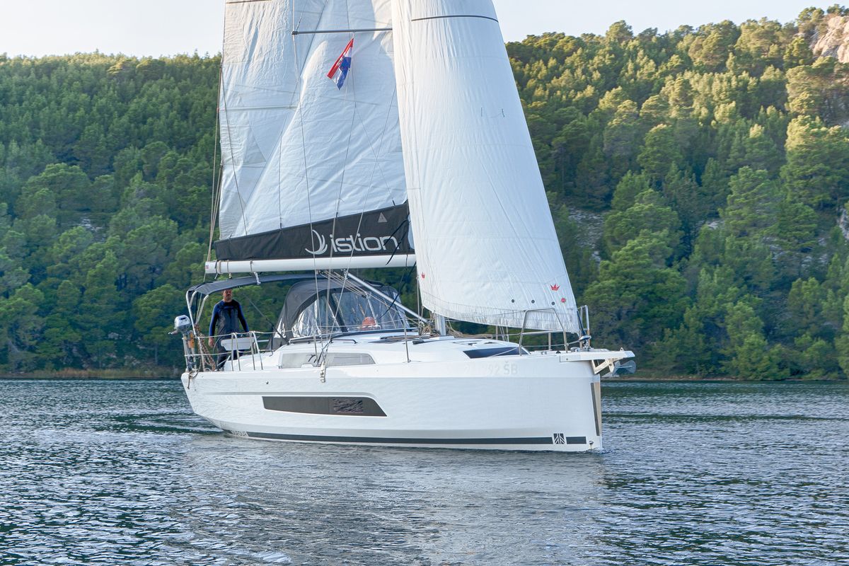 Exterior view of First Laugh, a Dufour 37 sailboat at Skradin, Croatia