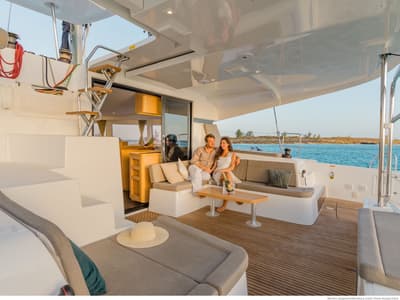 Deck of Mario Bros, a Lagoon 42 catamaran at Seget Donji, Croatia