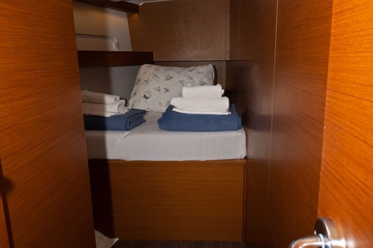 Cabin on Mystic Kiss, a Jeanneau Sun Odyssey 490 sailboat at Split, Croatia