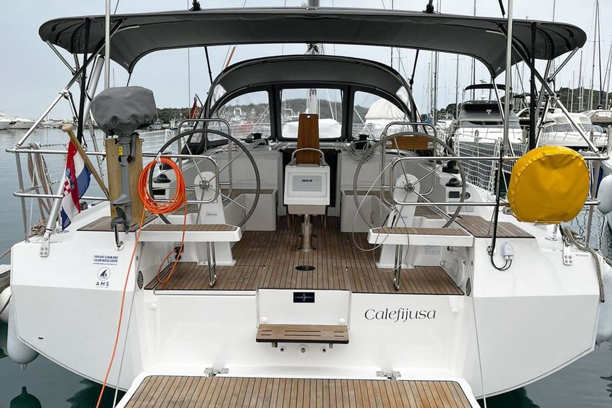 Cockpit of Calefijusa, a Bavaria C42 sailboat at Općina Vrsar, Croatia