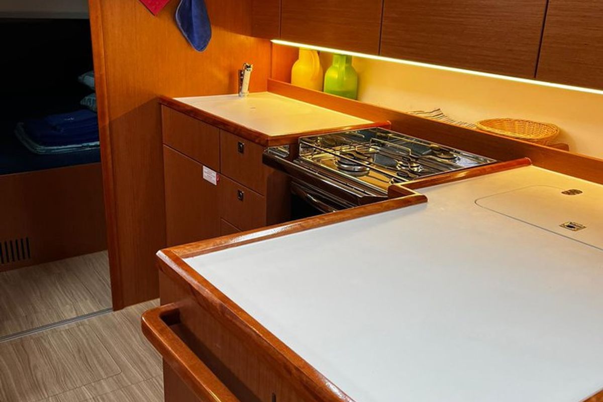 Galley of Calefijusa, a Bavaria C42 sailboat at Općina Vrsar, Croatia