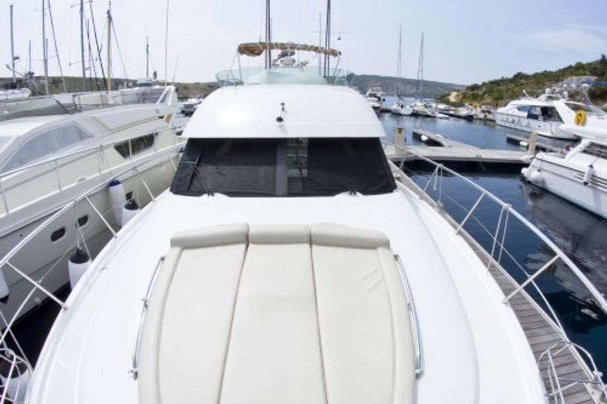 Deck of George's, a Prestige 46 Fly motorboat at Primošten, Croatia