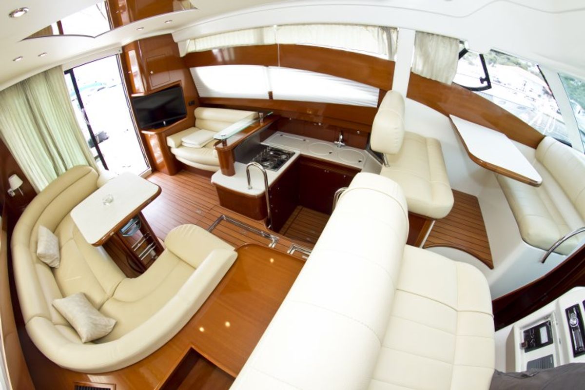 Salon of George's, a Prestige 46 Fly motorboat at Primošten, Croatia