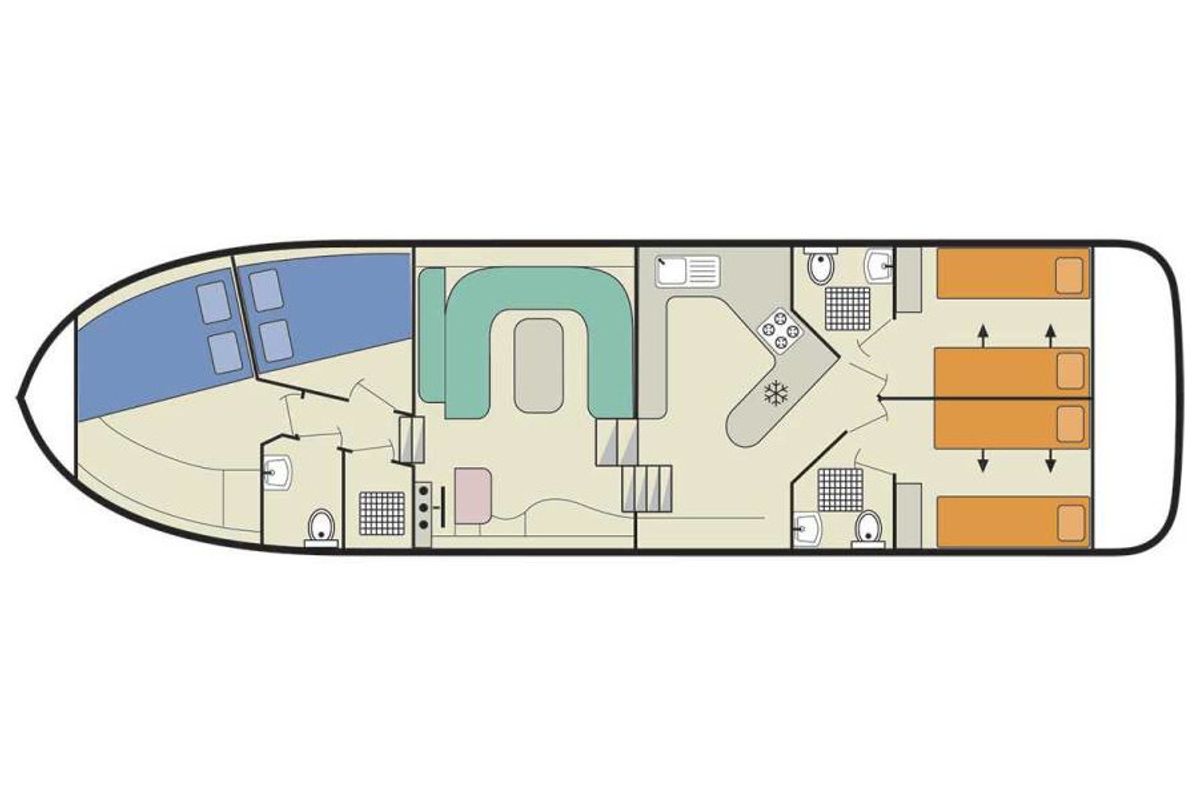 Floor plan of Magnifique, a Cygnet Magnifique motorboat at Portiragnes, France