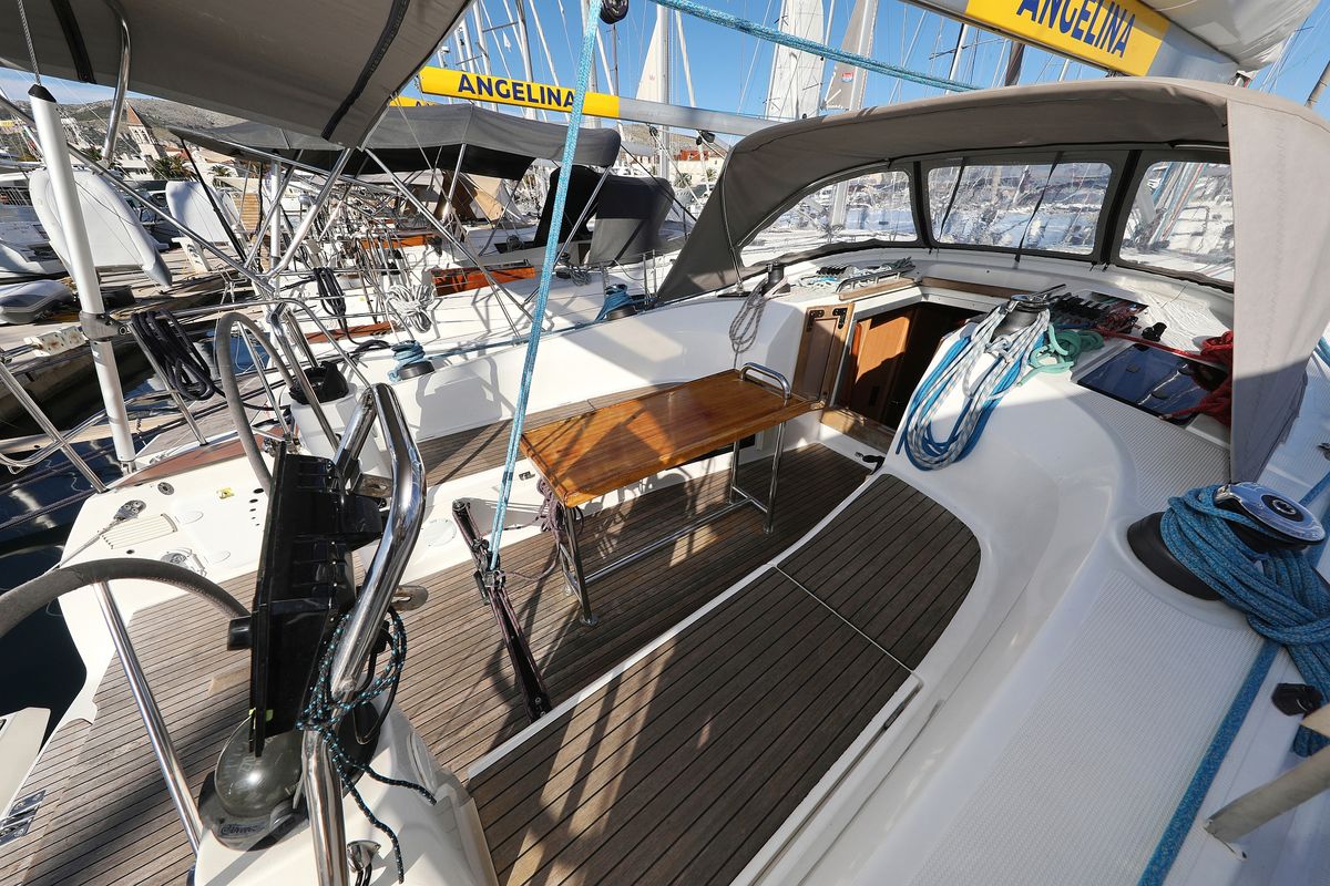 Deck of Silver Arrow, a Bavaria Cruiser 40 S sailboat at Grad Biograd na Moru, Croatia