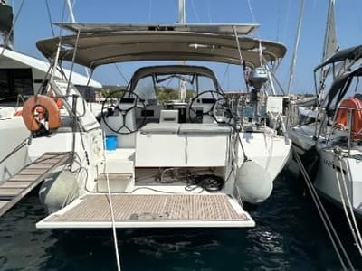 Cockpit of Silver I, a Bavaria C45 sailboat at Municipal Unit of Palairos, Greece