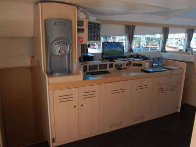 Cockpit of Bacchus, a Catlante catamarans Catlante 600 catamaran at Eden Island Marina, Seychelles