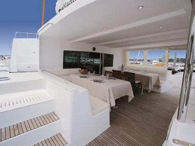 Deck of Bacchus, a Catlante catamarans Catlante 600 catamaran at Eden Island Marina, Seychelles