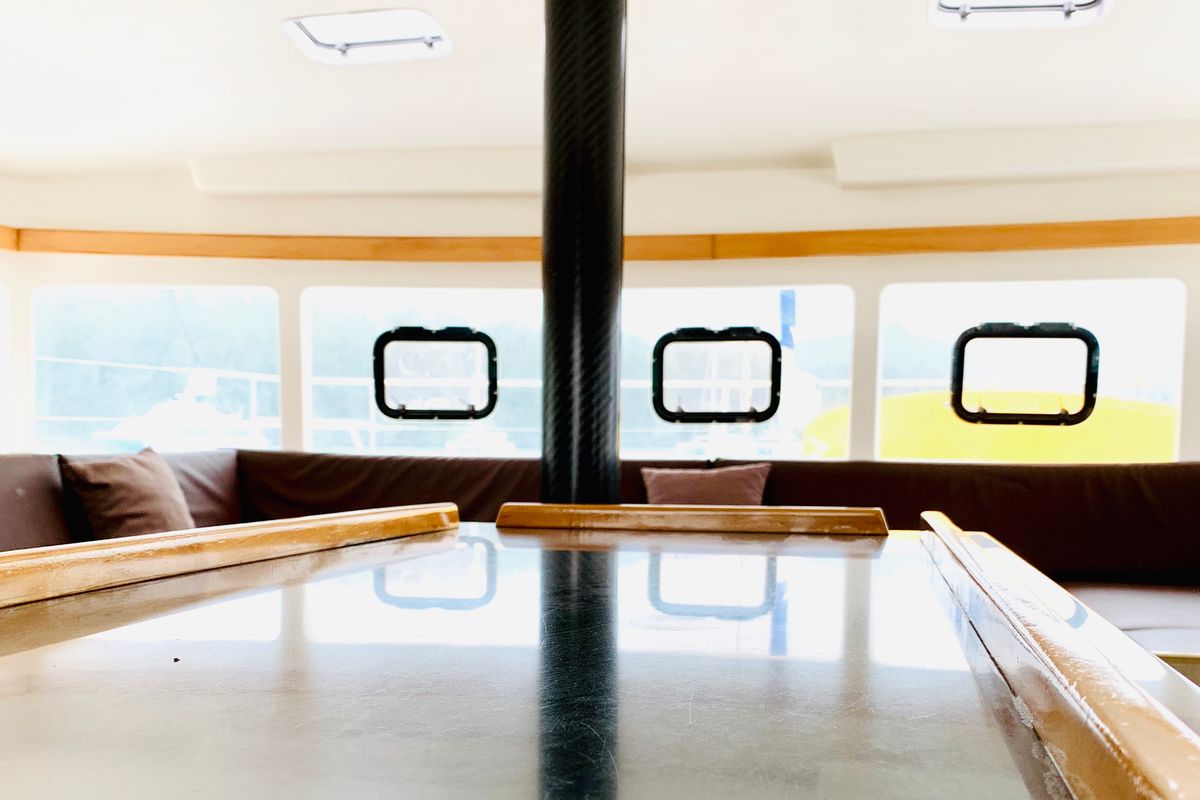 Salon of Bacchus, a Catlante catamarans Catlante 600 catamaran at Eden Island Marina, Seychelles