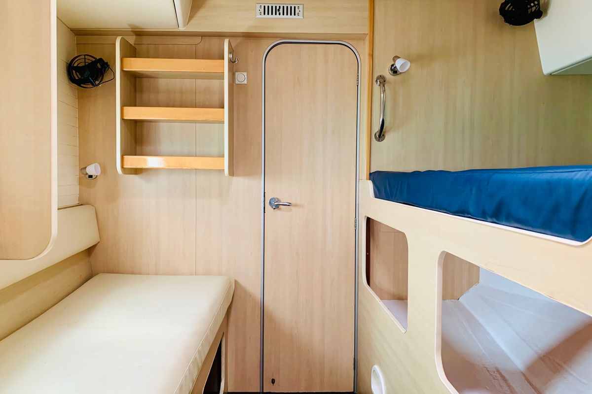 Cabin on Bacchus, a Catlante catamarans Catlante 600 catamaran at Eden Island Marina, Seychelles