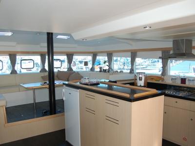 Salon of Bacchus, a Catlante catamarans Catlante 600 catamaran at Eden Island Marina, Seychelles