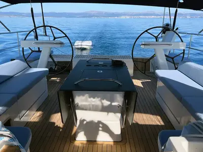 Cockpit of Marcus D&D Kufner 57, a D&D Kufner 57 sailboat at Grad Trogir, Croatia