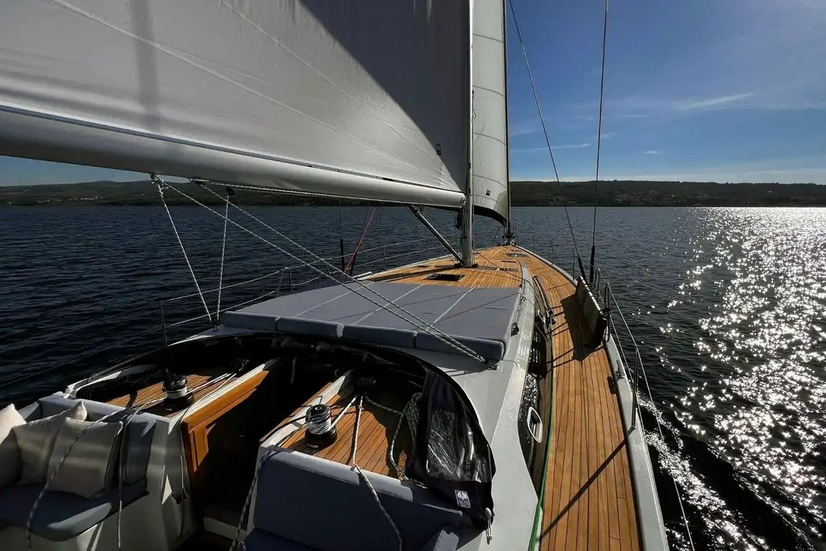 Deck of Marcus D&D Kufner 57, a D&D Kufner 57 sailboat at Grad Trogir, Croatia