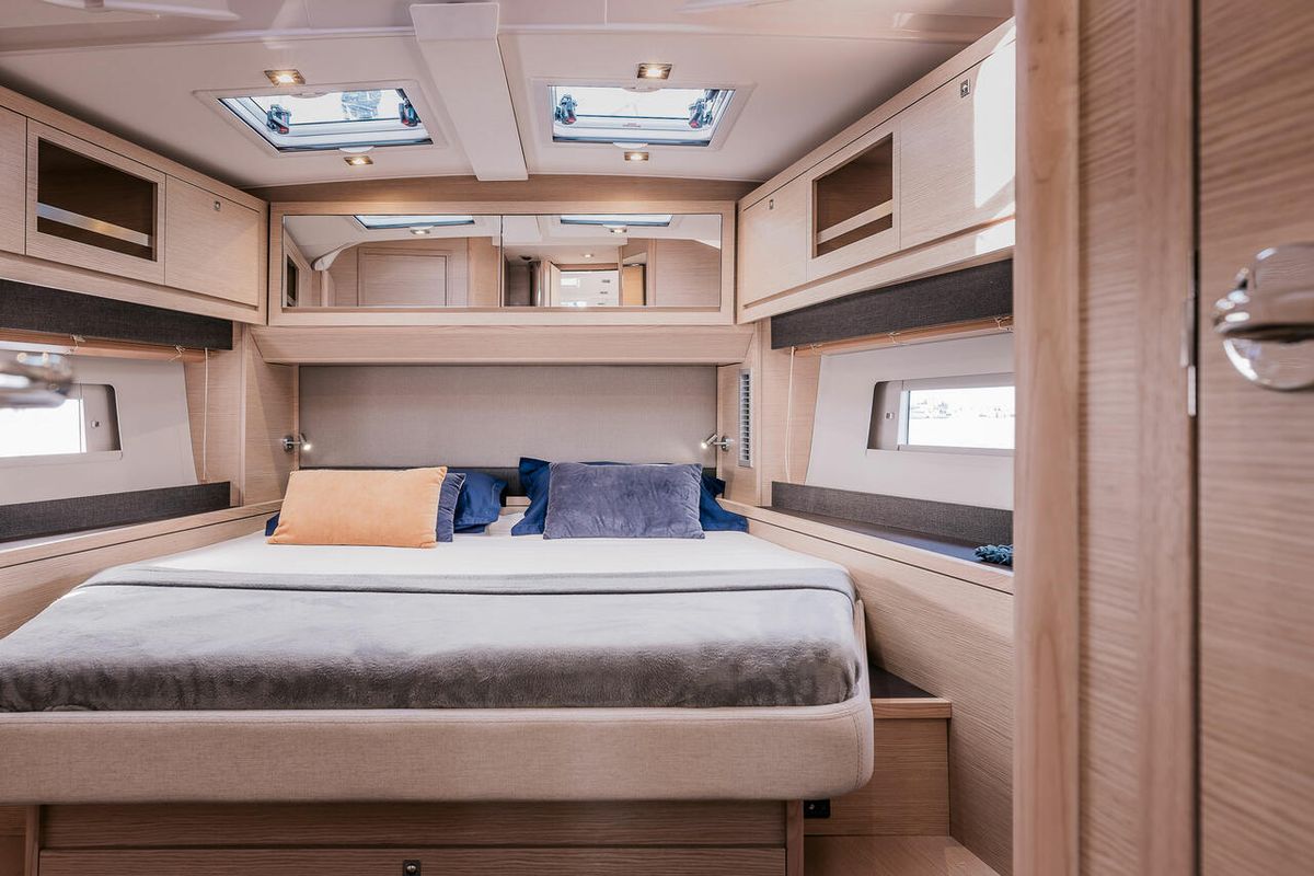 Cabin on Reventador 2, a Dufour 470 sailboat at Road Town, British Virgin Islands