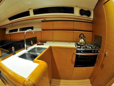 Galley of Aeriko, a Jeanneau Sun Odyssey 439 sailboat at Athens, Greece