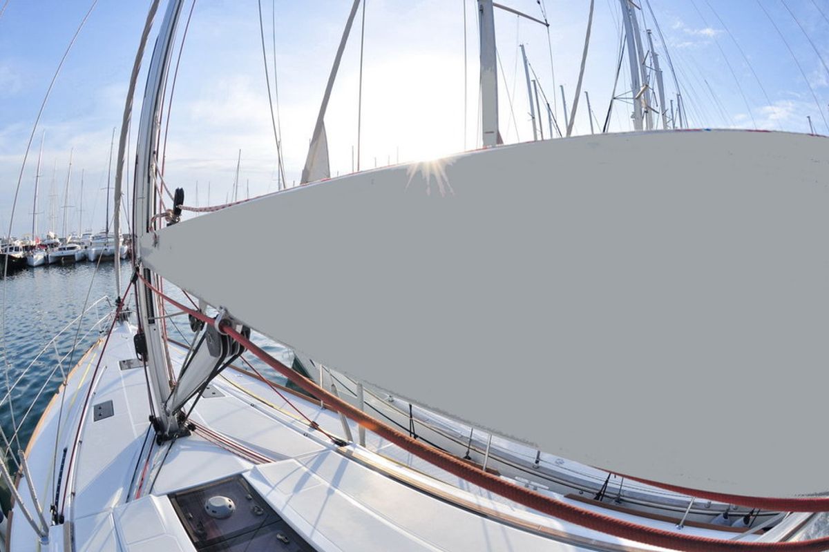 Deck of Aeriko, a Jeanneau Sun Odyssey 439 sailboat at Athens, Greece