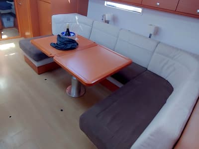Salon of Kallirrhoe, a Bavaria Cruiser 56 sailboat at Lavreotiki Municipal Unit, Greece
