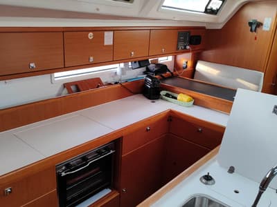 Galley of Kallirrhoe, a Bavaria Cruiser 56 sailboat at Lavreotiki Municipal Unit, Greece